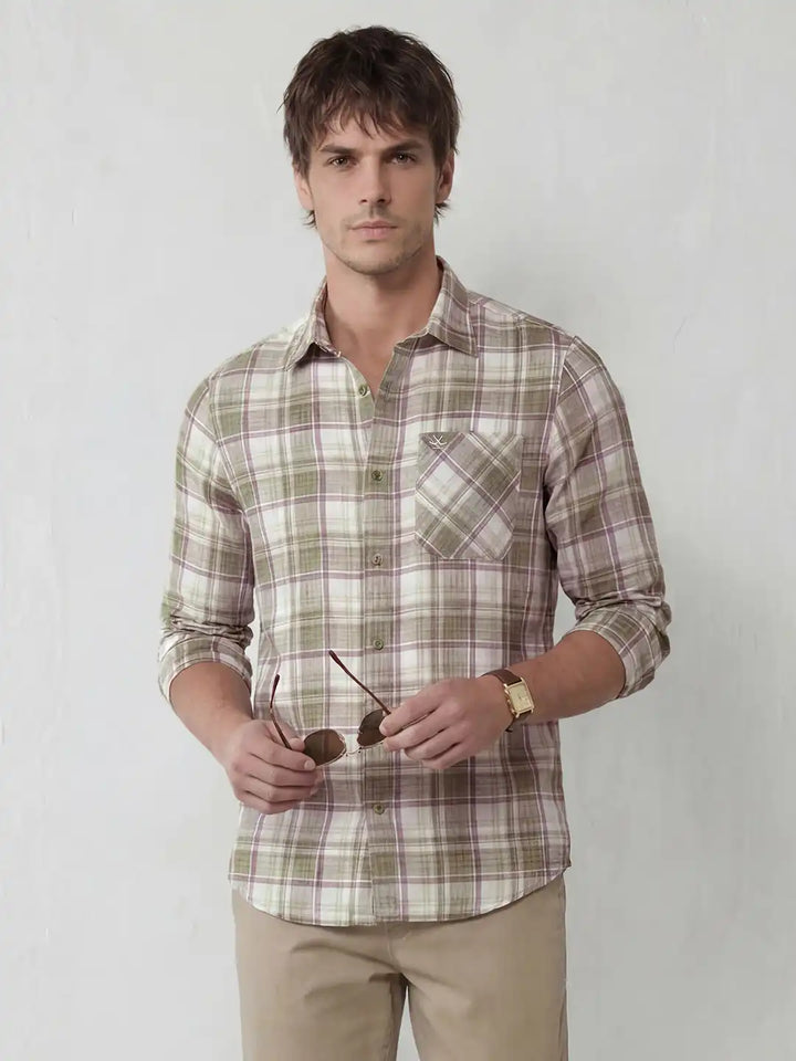 Classic Regular Fit Checkered Shirt | Green