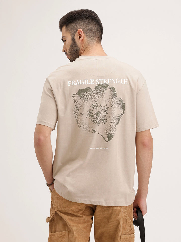 Oversized Back Printed T-Shirt | Beige