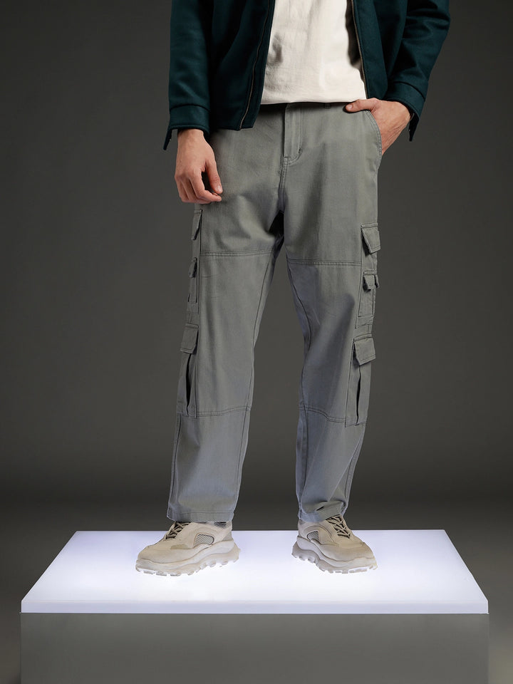 Men's casual loose fit cargo pocket trousers | Grey
