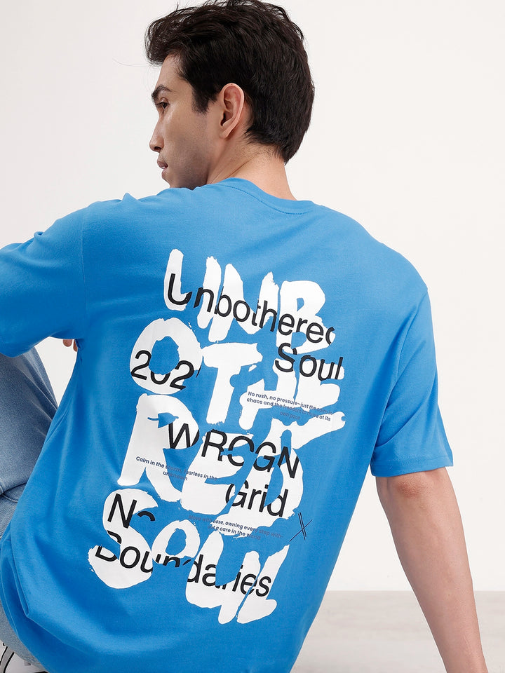 Oversized Back Printed T-shirt | Blue