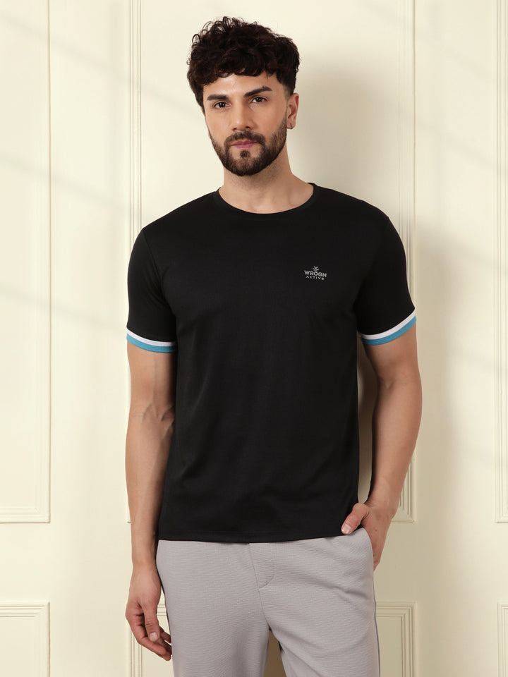 Premium Black Contrast Sleeve T-Shirt