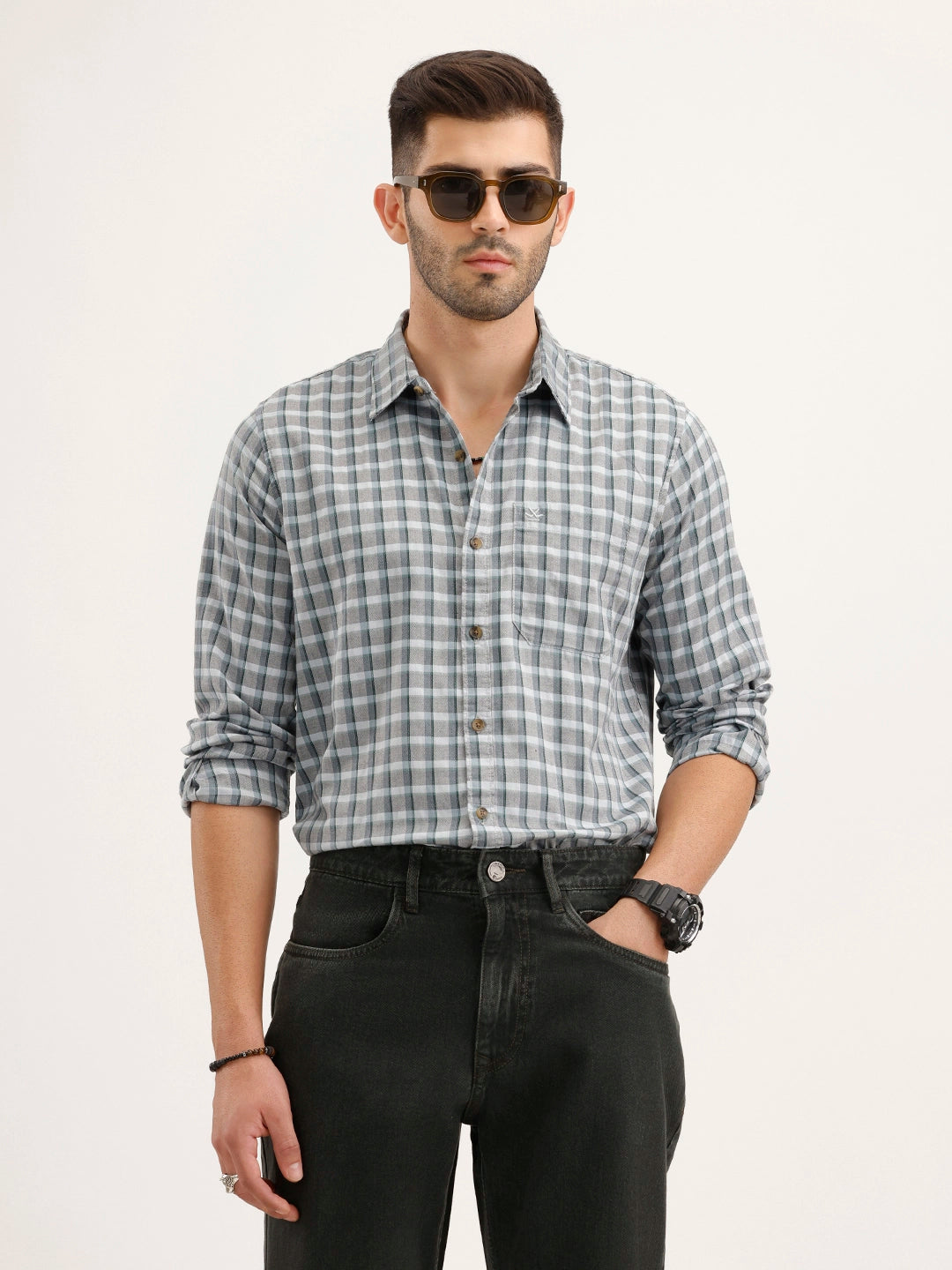 Regular Fit Checkered Shirt | Green