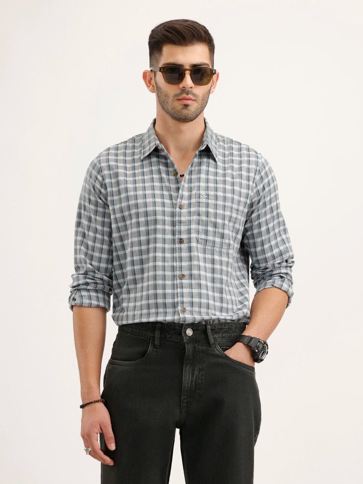 Regular Fit Checkered Shirt | Green