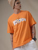 Wrogn Print Oversized Orange T-Shirt