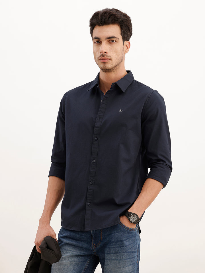 Classic Slim Fit Full Sleeve Solid Shirt | Navy Blue