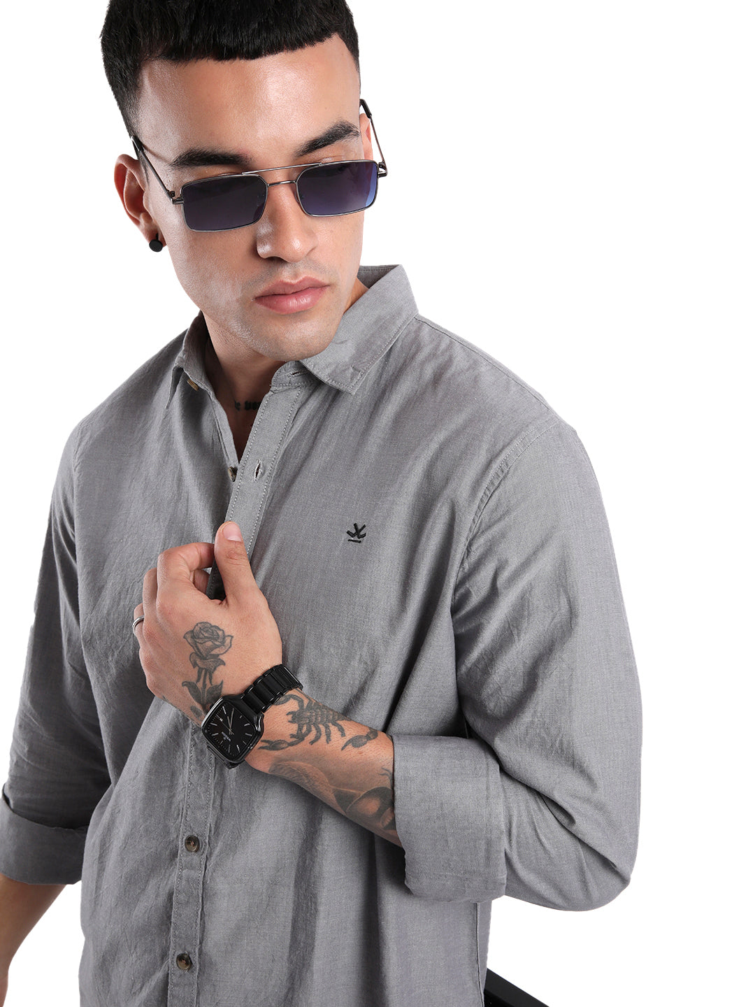 Grey Desire Spread Collar Shirt