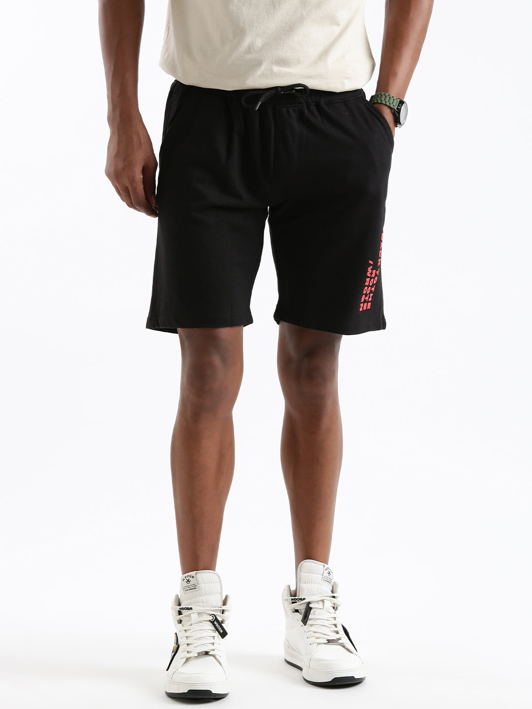 Printed Comfort Black Shorts