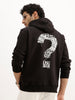 Comfort Fit Placement Printed Hooded Sweatshirt | Black