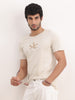 Classic Slim Fit Placement Printed T-Shirt | Beige