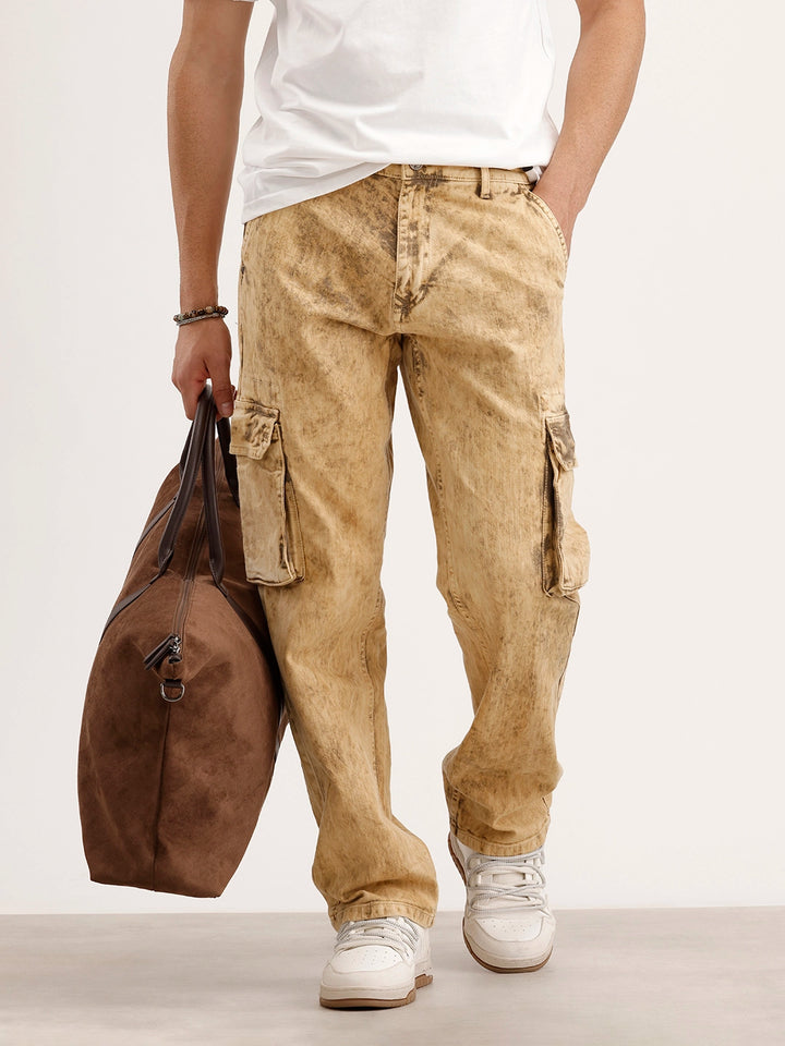 Washed Anti Fit Cargo Jeans | Khaki