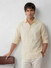 Solid Oversized Textured Shirt | Beige