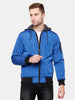 Blue Slim Fit Nylon Hooded Jacket