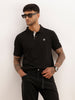 Solid Slim Fit Polo T-Shirt | Black