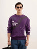 Oversized Placement Printed Sweatshirt | Purple