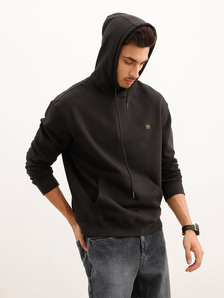 Classic Back Printed Hoodie | Black