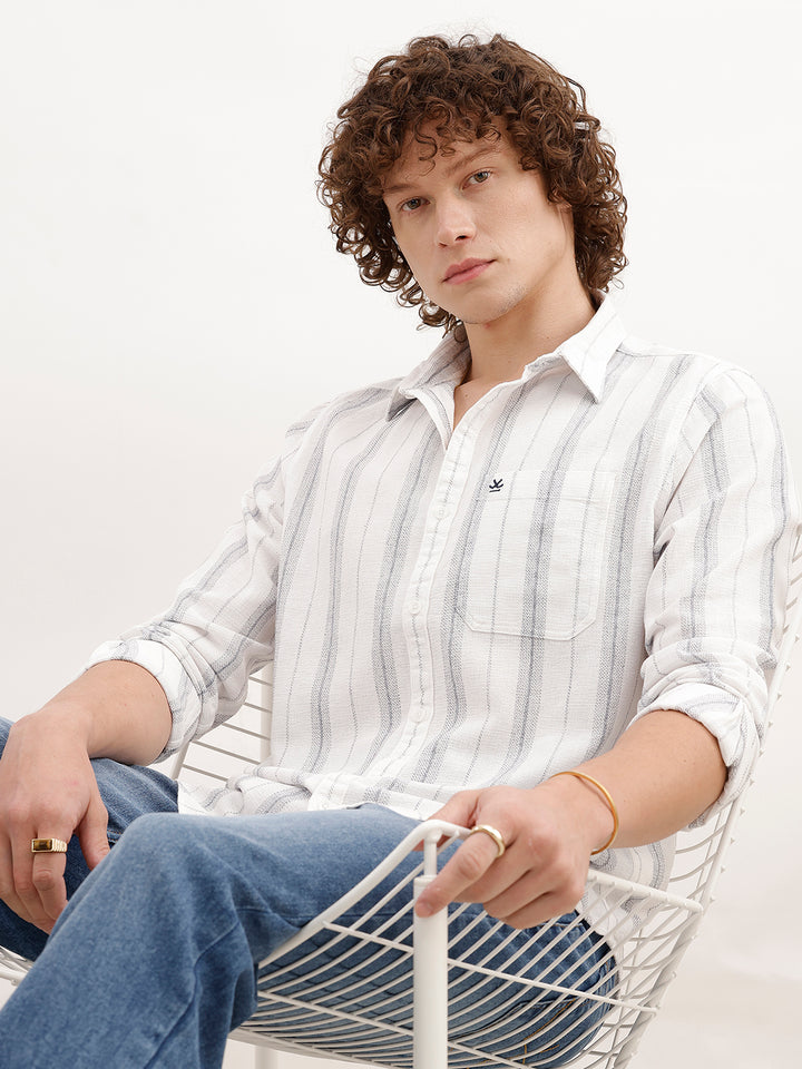 Slim Fit Striped Shirt | White