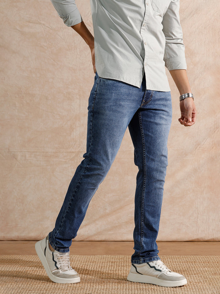 Casual Heavy Fade Slim Fit Jeans | Blue