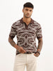 Slim Fit Jacquard Polo T-Shirt | Brown