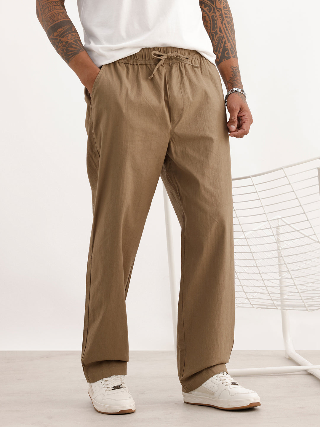 Solid Loose Fit Trouser | Khaki