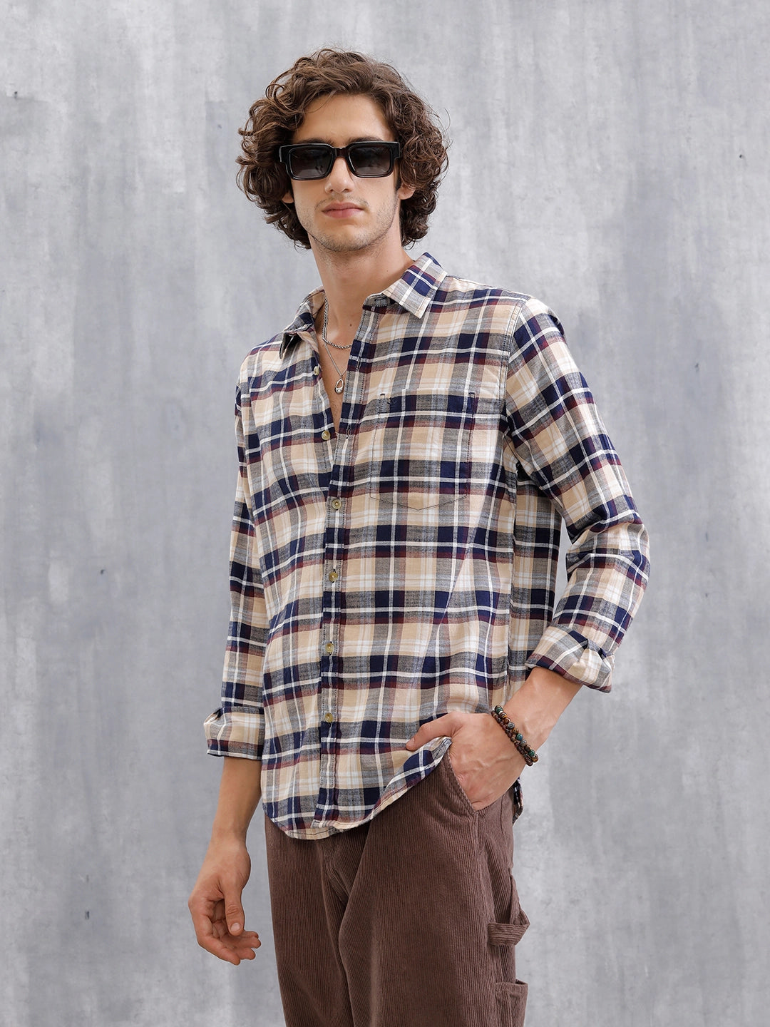 Checkered Full Sleeve Shirt  | Navy Blue