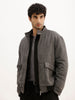 Solid Comfort Fit Quilted Zipper Jacket | Grey