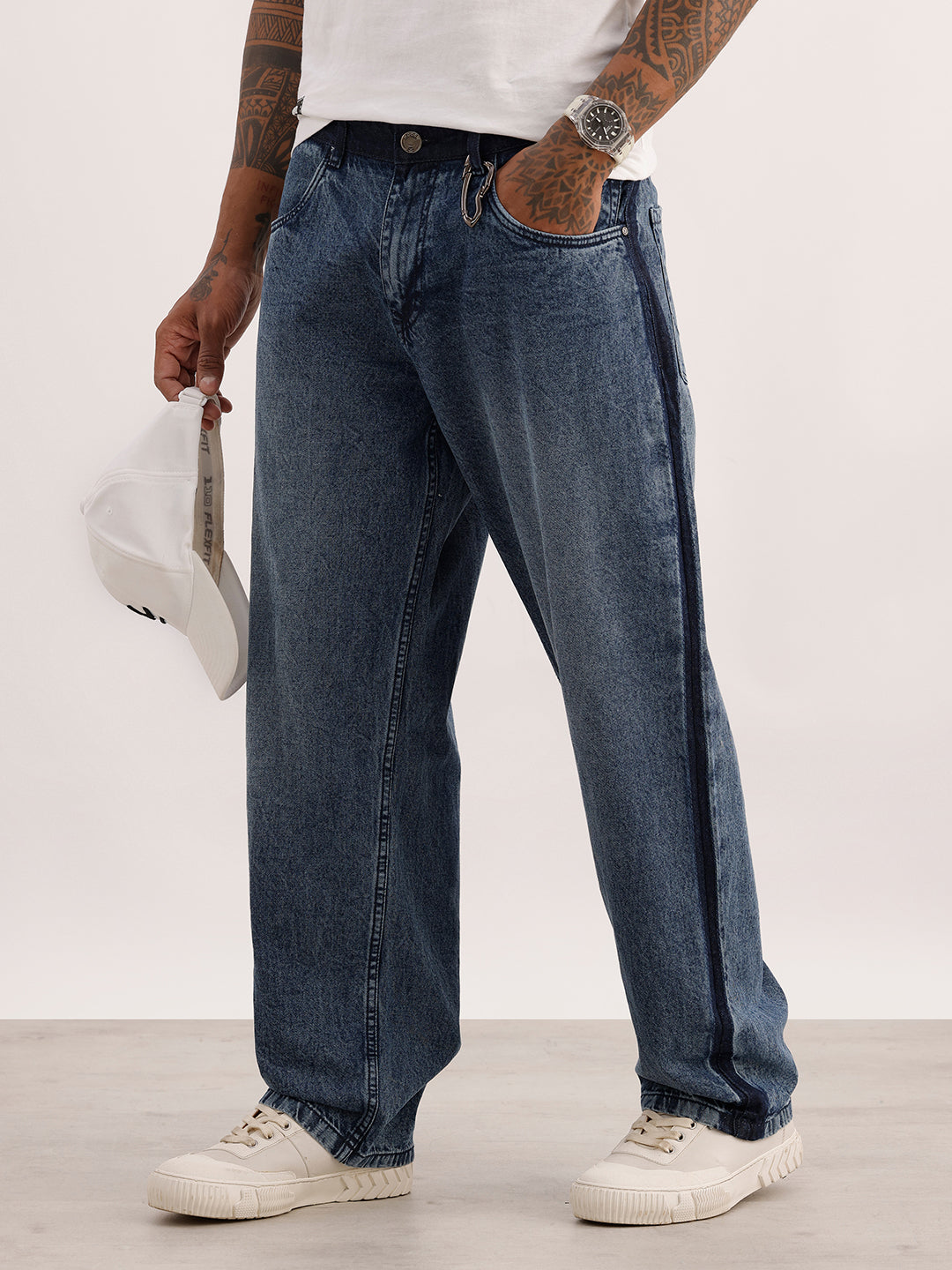 Washed Loose Fit Denim Jeans | Dark Blue