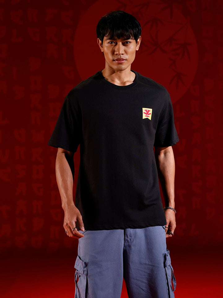 Minimal Chest Print Oversize Tshirt | Black