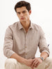 Solid Regular Fit 100% Cotton Shirt  | Beige