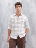 Slim Fit Checkered Casual Shirt For Men |Off White