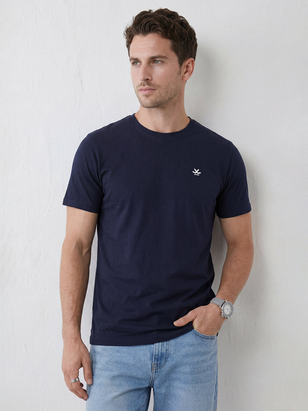 Solid Slim Fit T-Shirt | Navy Blue