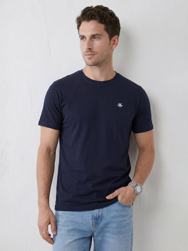 Solid Slim Fit T-Shirt | Navy Blue