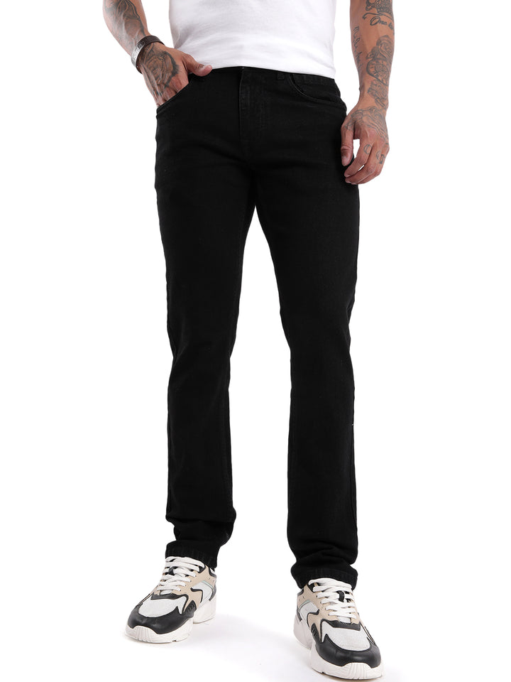 Apex Black Solid Casual Jeans