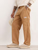 Solid Relaxed Fit Cargo Trousers | Brown
