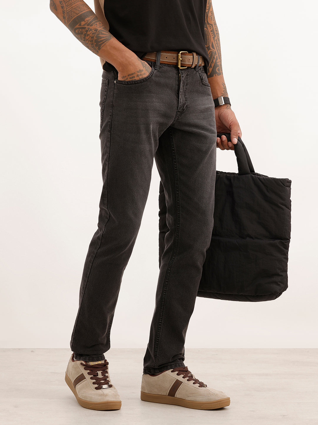 Faded Slim Fit Denim Jeans | Dark Grey