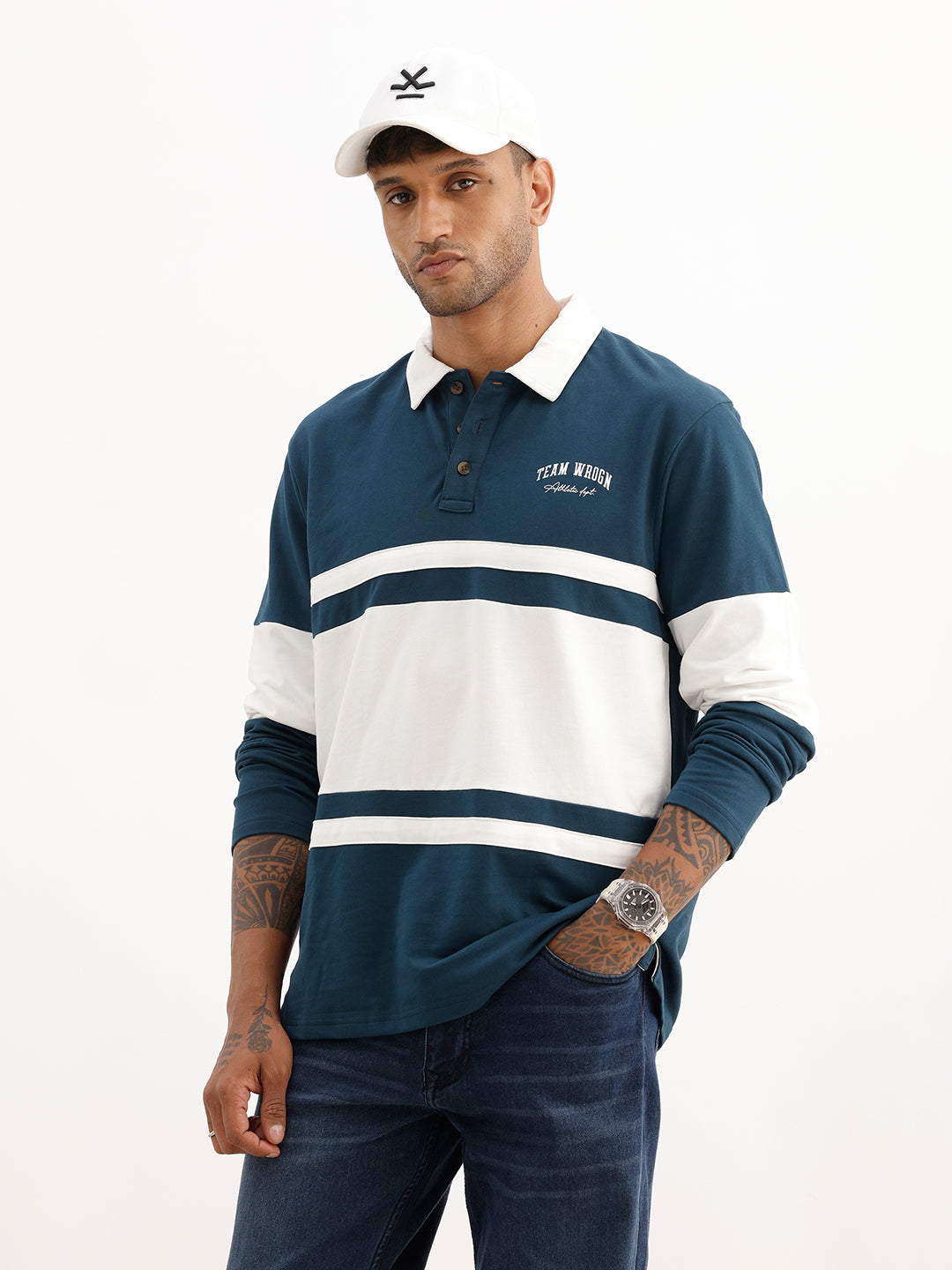 Comfort Fit Cut & Sew Full Sleeve Polo T-Shirt | Teal