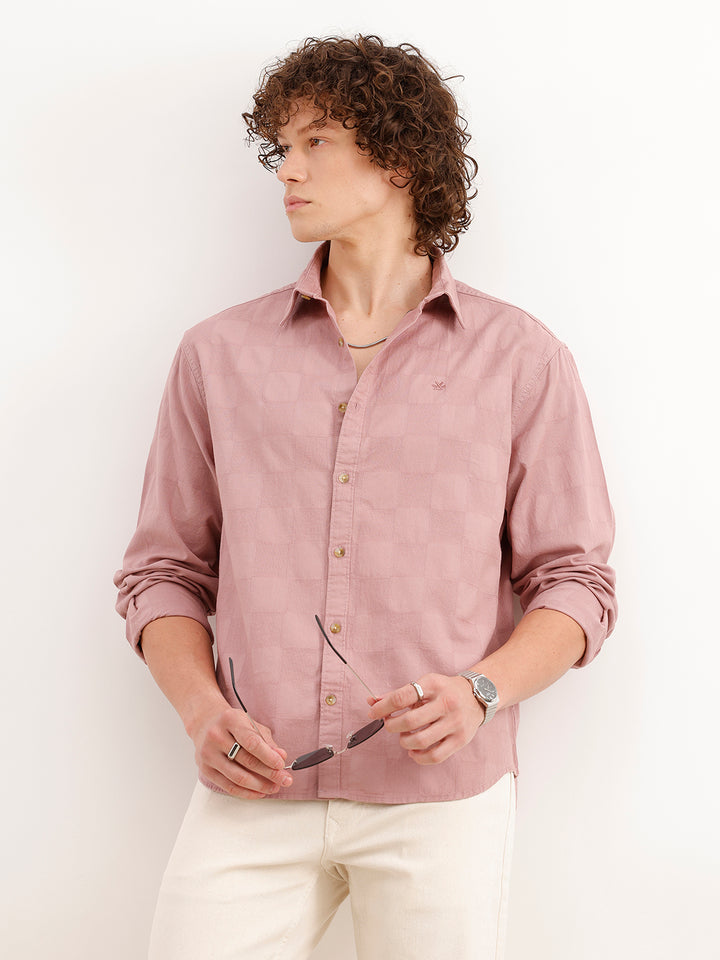 Comfort Fit Textured Shirt | Pink