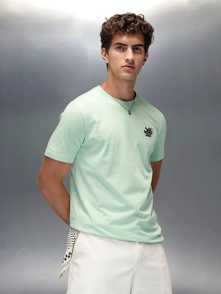 Wrogn Casual Regular Fit Graphic T-shirt | Light Green