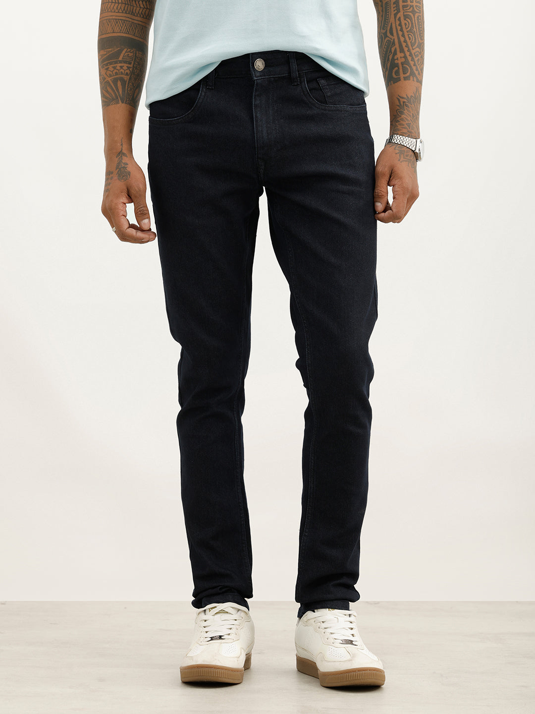 Solid Slim Fit Denim Jeans | Dark Blue