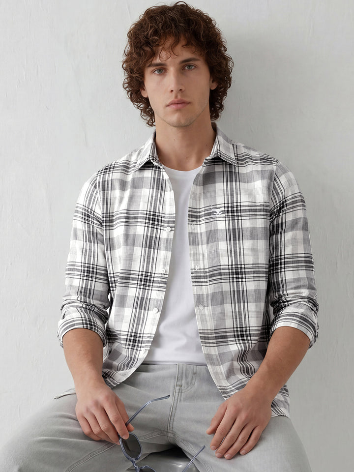Men's casual checkered pattern shirt | Grey