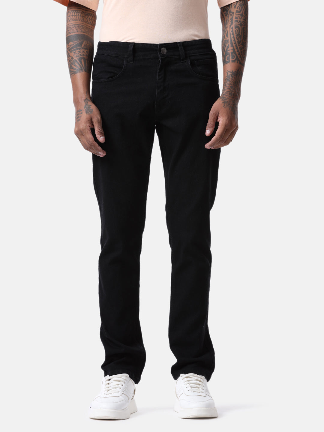 Black Contrast Basic Jeans