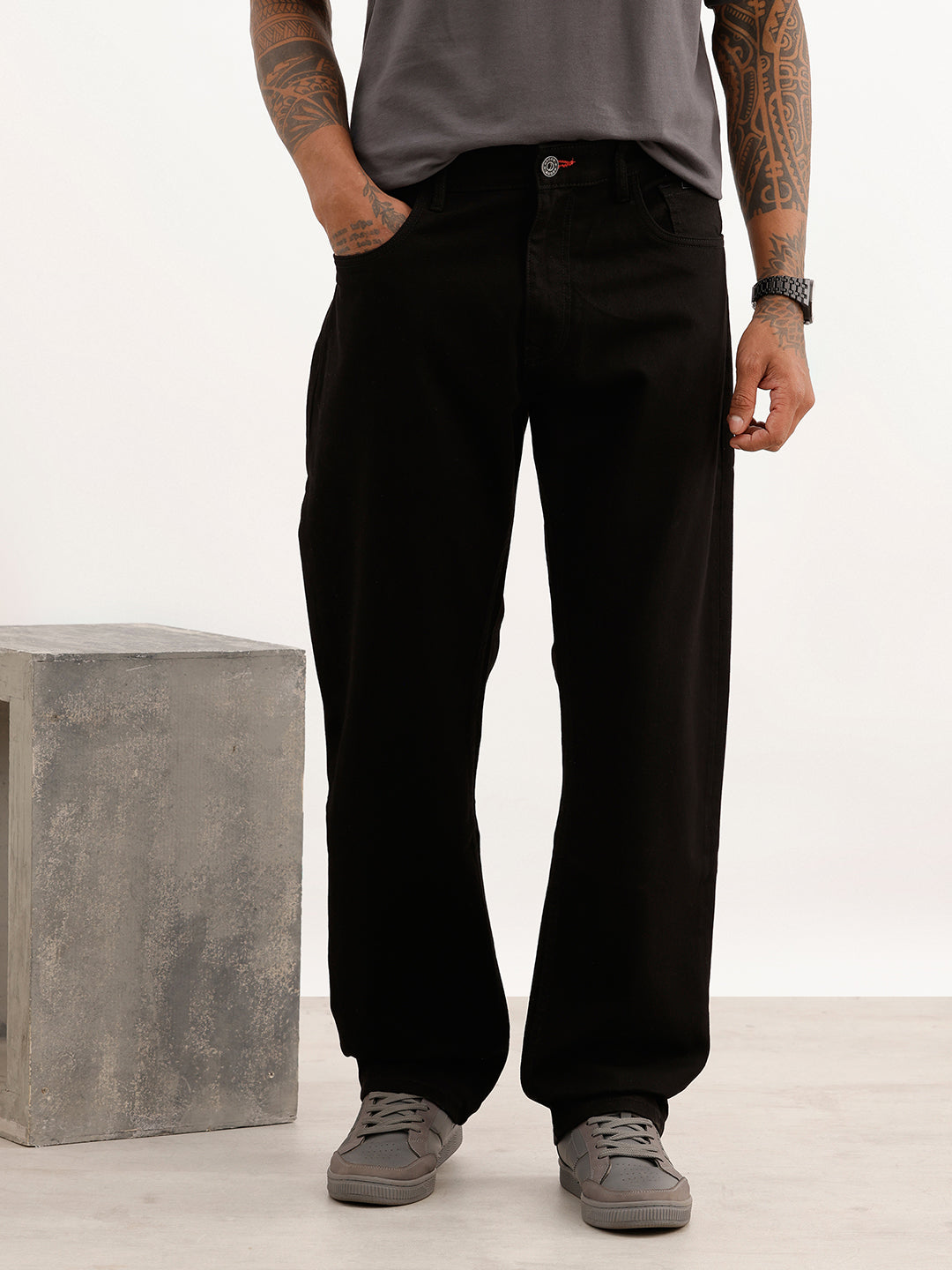 Solid Anti Fit Denim Jeans | Black