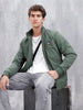 Men's Solid Casual Bomber Jacket | Green