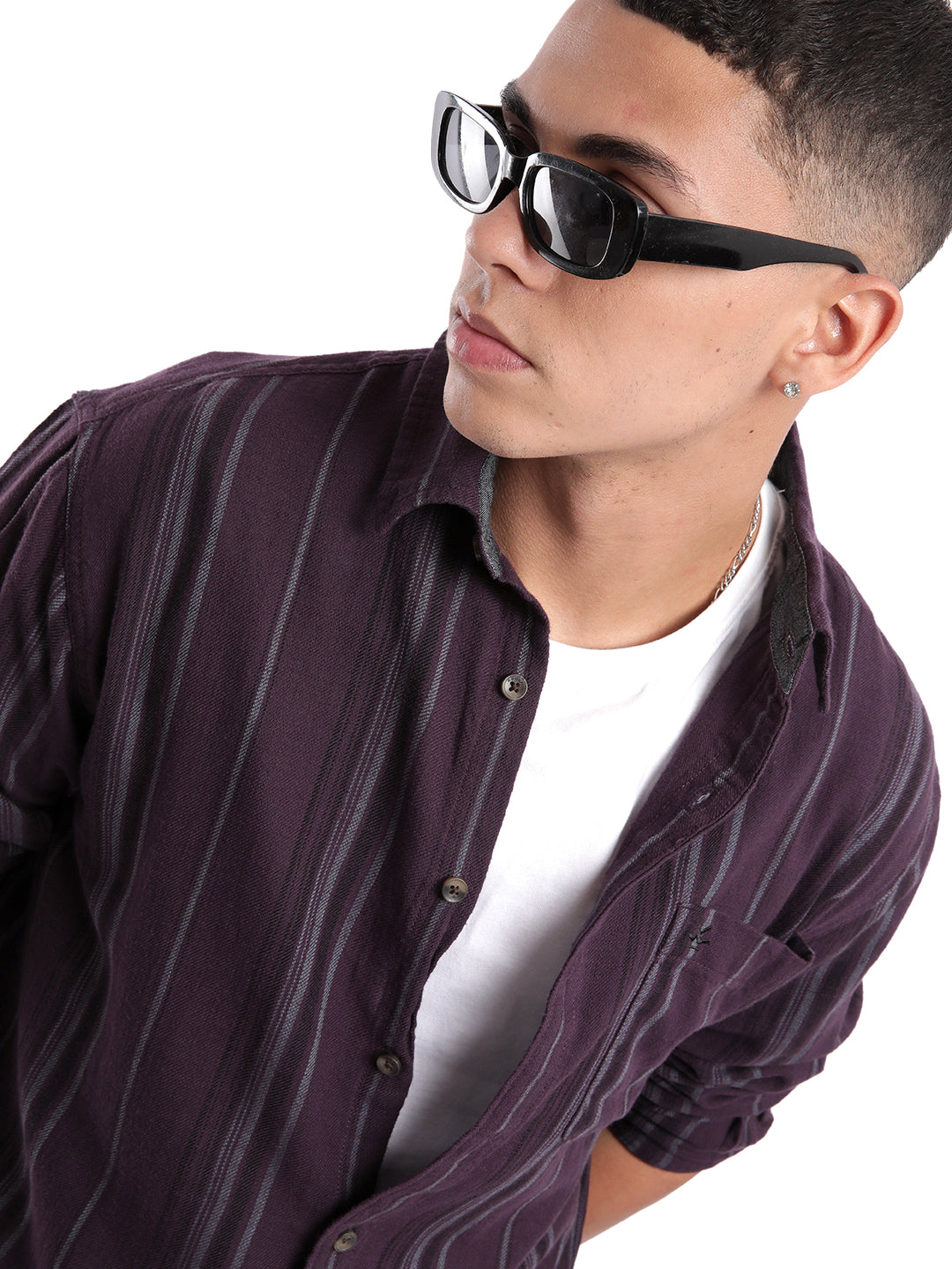 Elite Purple Full Sleeve Striped Shirt