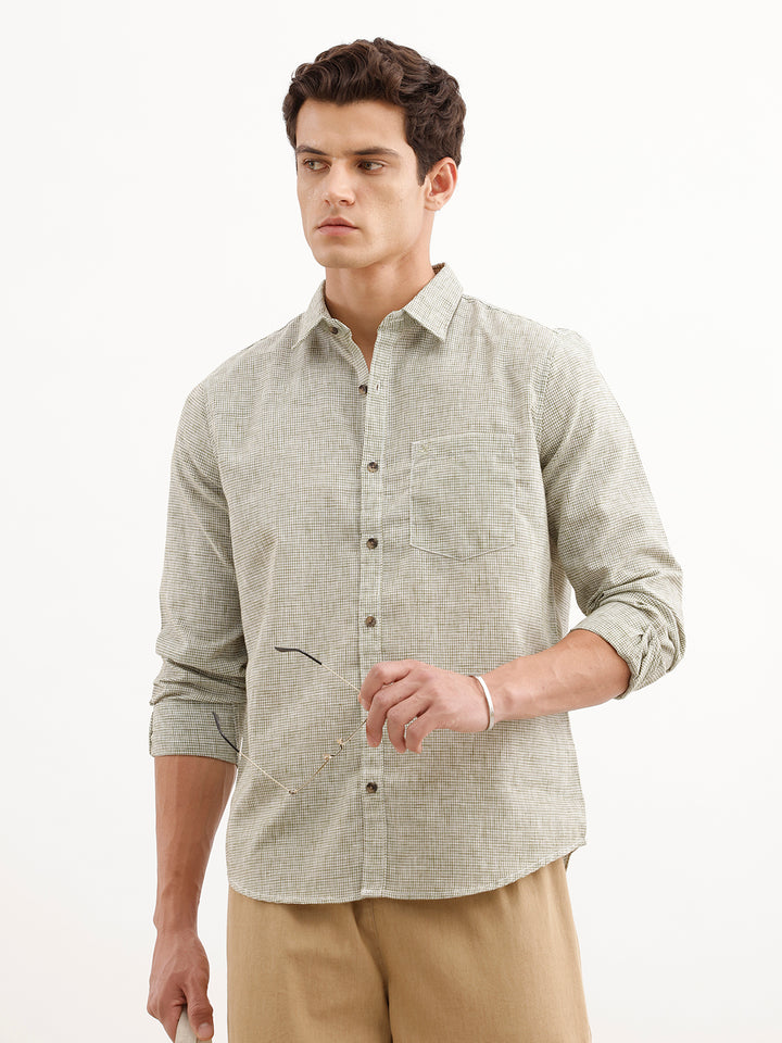 Classic Regular Fit Chekered Shirt  | Green
