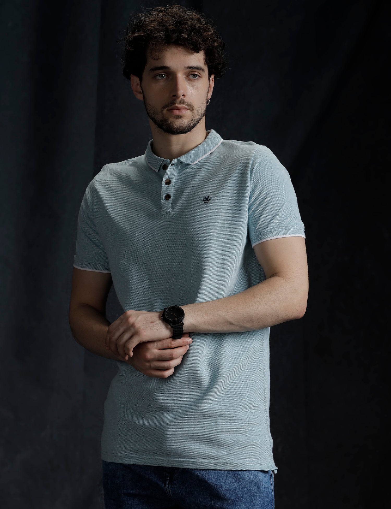 Solid Slim Fit Polo Collar T-Shirt