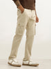 Solid Straight Fit Cargo Trouser | Beige