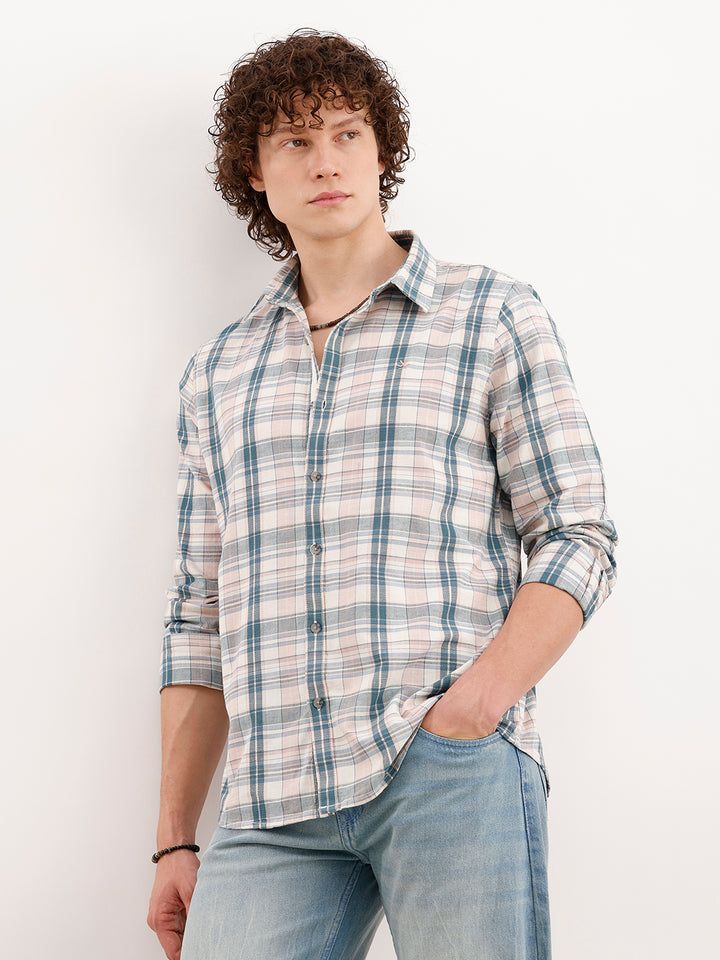 Slim Fit Checkered Shirt  | Green