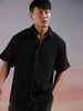 Textured Half Sleeve Black Shirt