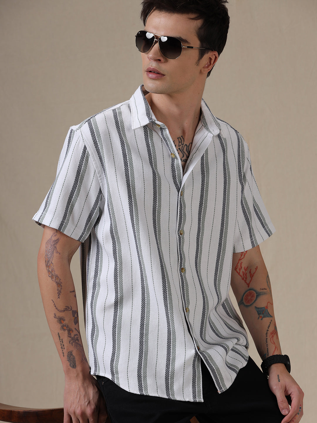 Striped Half Sleeve Prime Shirt