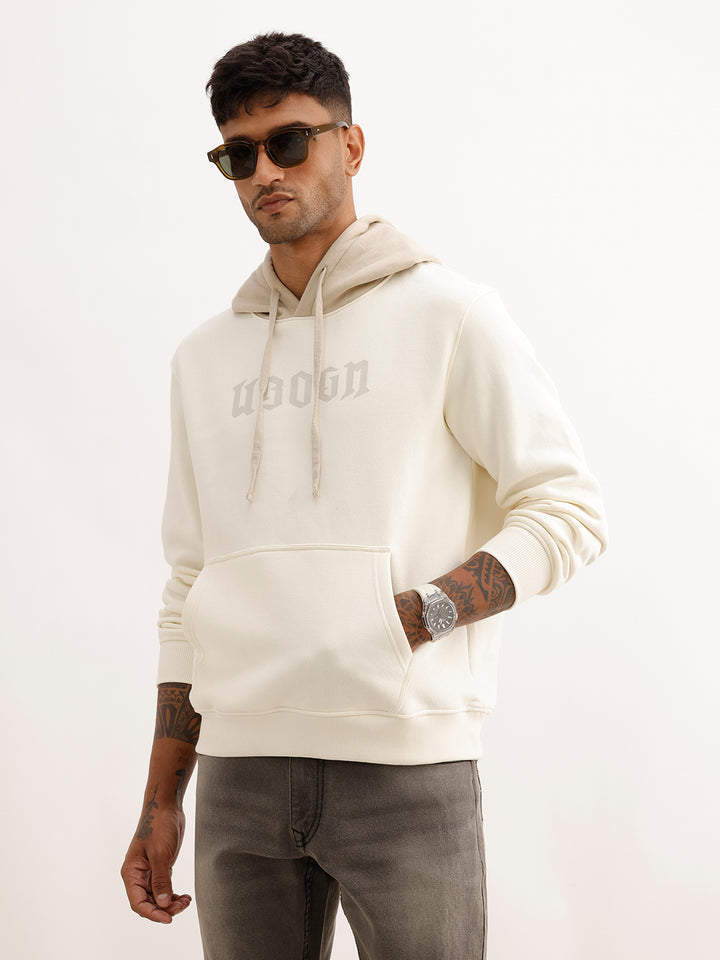 Classic Comfort Fit Contrast Hooded Sweatshirt | Off White